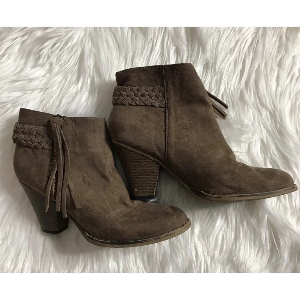 MIA Distressed Tassel Suede Braided Bootie - Picture 3 of 8